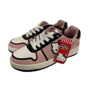 Hello Kitty Women's Sneakers Pink White Black Low Top Shoes Size 8 NWT